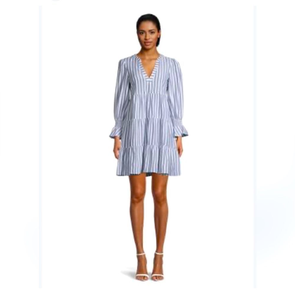 Eliza J Striped Tiered Babydoll Cotton Dress Size 2